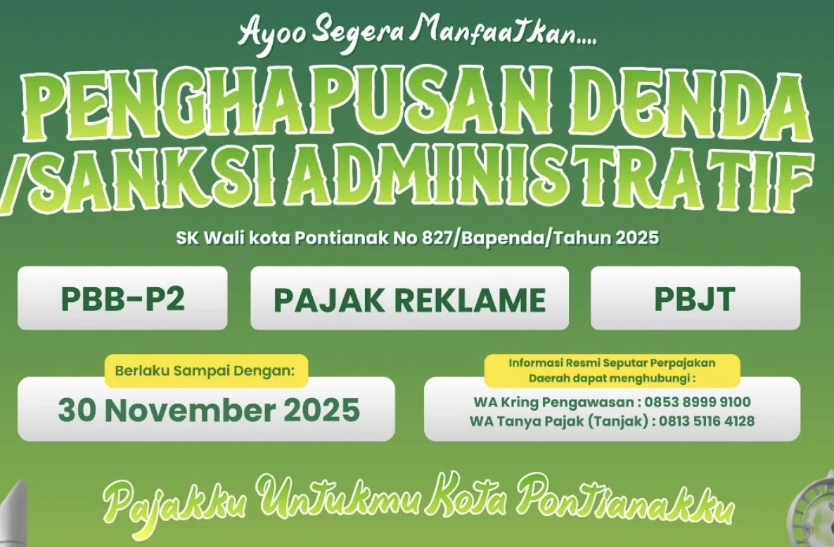 Pemkot Hapus Denda dan Sanksi Pajak Daerah hingga 30 November 2025