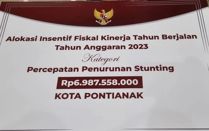 Sukses Turunkan Stunting dan Kemiskinan, Pemkot Pontianak Terima Insentif Rp12,8 M